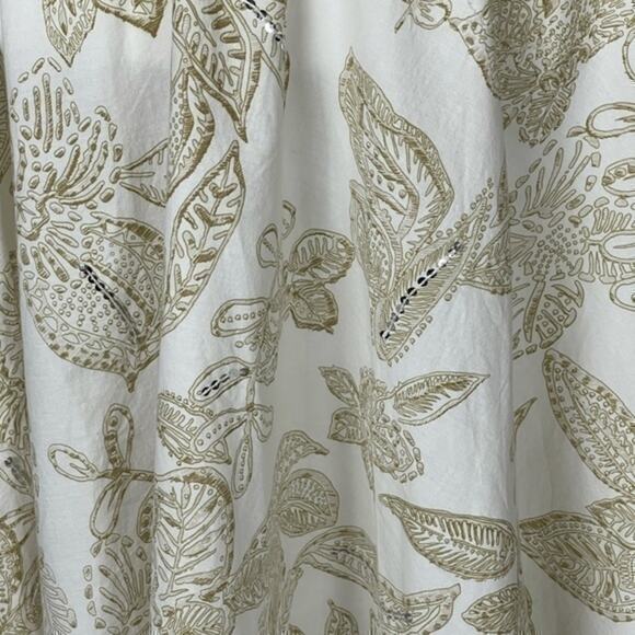 a.n.a. White Tan Pure Cotton w/Sequins Cottage Boho Circle Skirt Size 6 - Picture 5 of 9